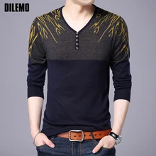 Новинка, модные брендовые свитера, мужские пуловеры, Облегающие джемперы, вязаные узоры, v-образный вырез, осенняя повседневная мужская одежда в Корейском стиле