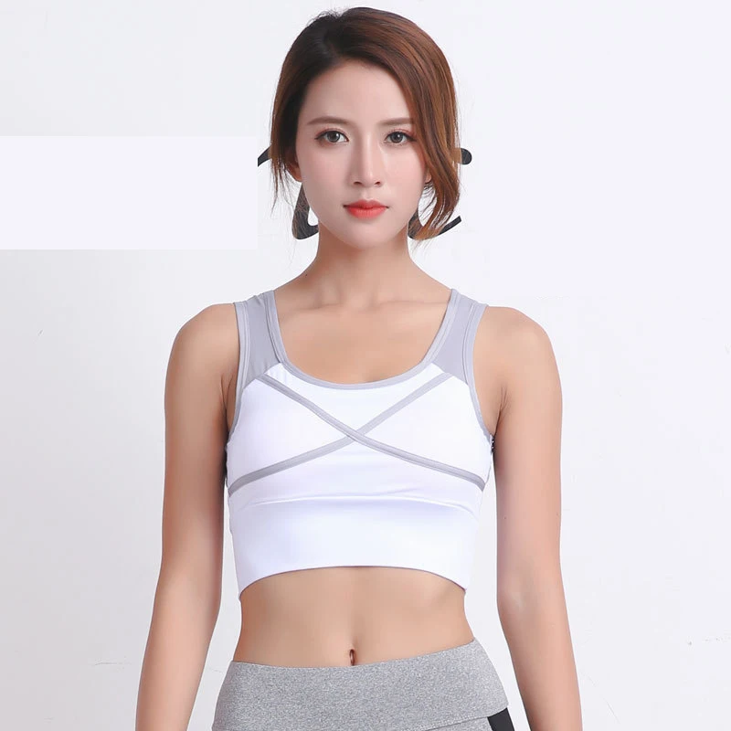 

Women's Sports Bra Fitness Running Exercise Stitching Quick-Drying Gather Crop Top Shockproof Bra Sportswear Workout Gym Clothes