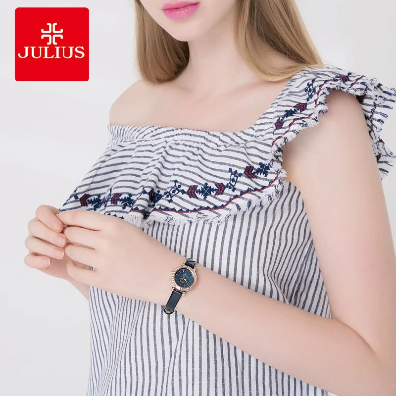 Julius Neue дизайнер Uhr Koreanische Stilvolle Kristall Uhr futr Frauen Blau модеран Kleid Uhr Япония Bewegung Montre Stunde JA-10