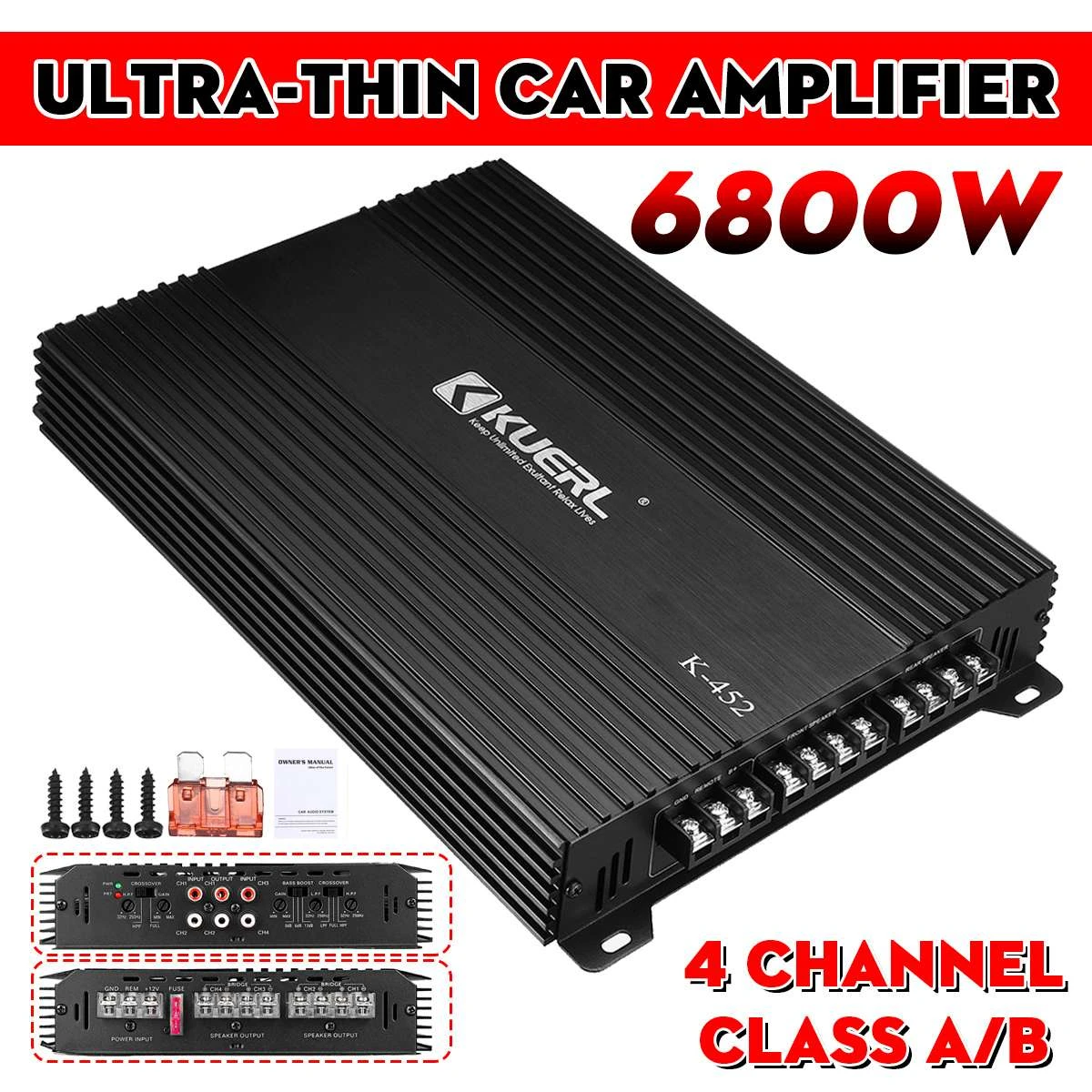 Amplificador de Audio para coche, Subwoofer de 4 Subwoofer, para vehículo|Amplificadores multicanal| -