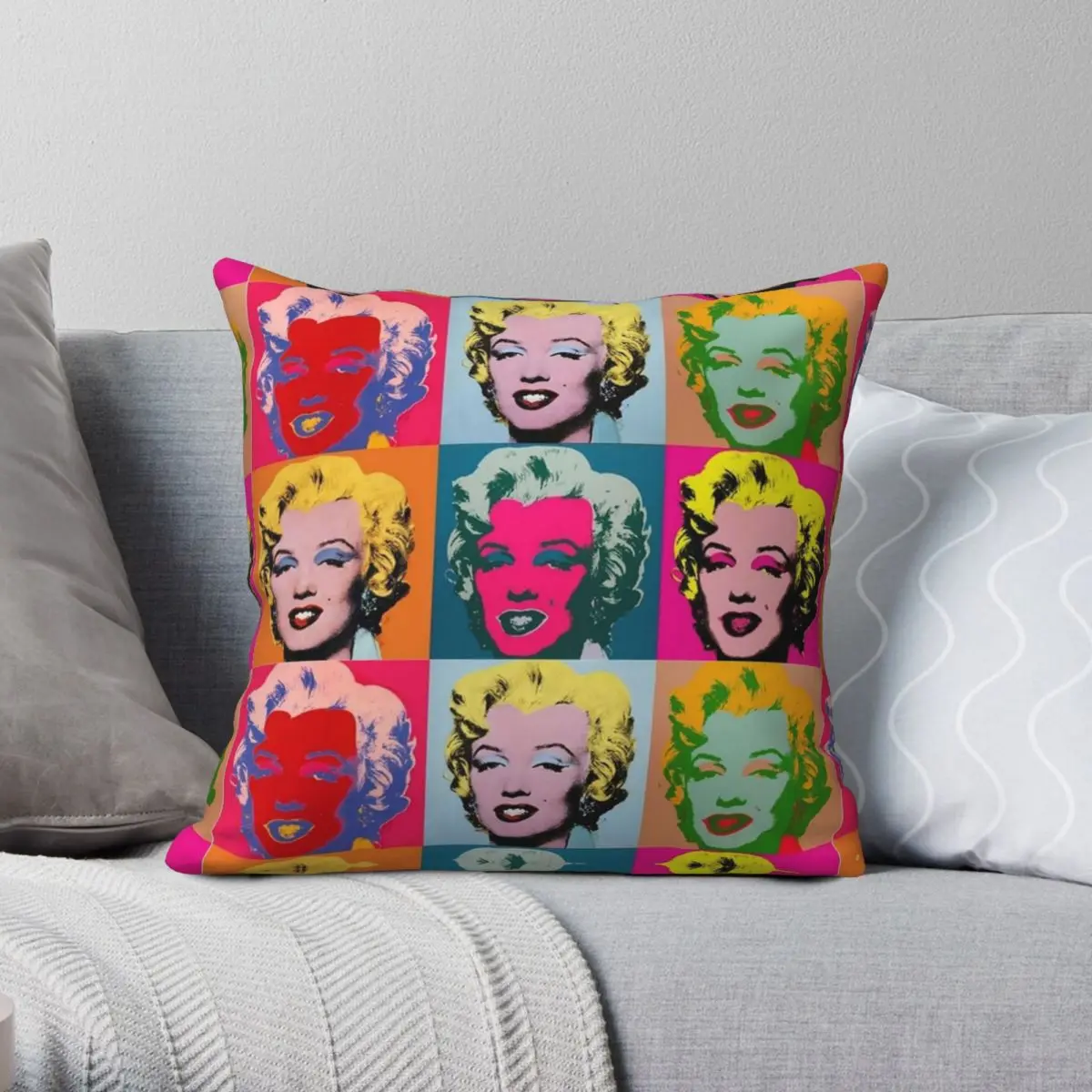 Andy Warhol Marilyn Monroe Federa Quadrata Poliestere Lino Velluto Stampato Zip Decor Federa Per Cuscino Auto
