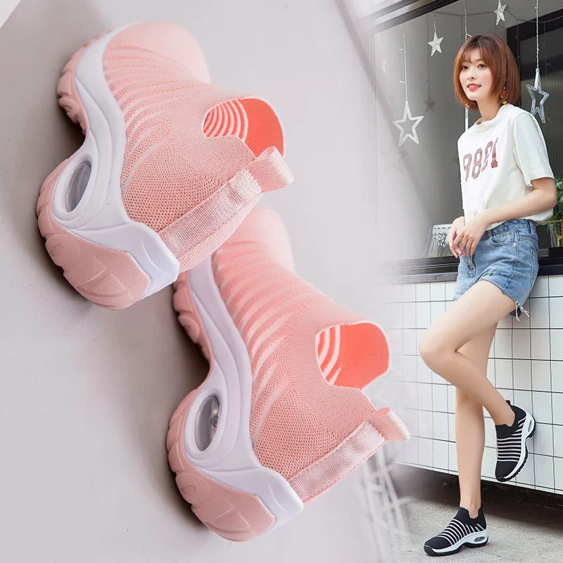 

Women Shoes Size Women Vulcanize Shoes Fashion Slip On Sock Shoes Female Air Mesh Sneakers Flat Casual Tenis Feminino Running