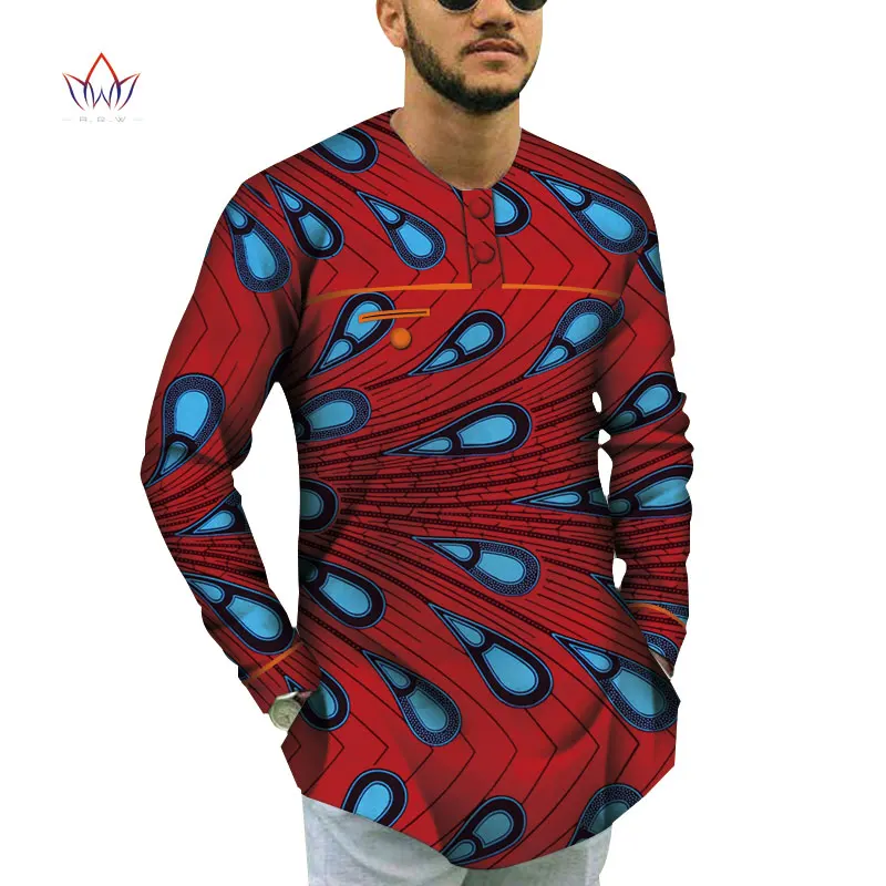 Cotton Men Short Sleeve Top Tees African Clothes Bazin Riche African Design Clothing Casual Mens Print Top Shirts WYN791 - Цвет: 5