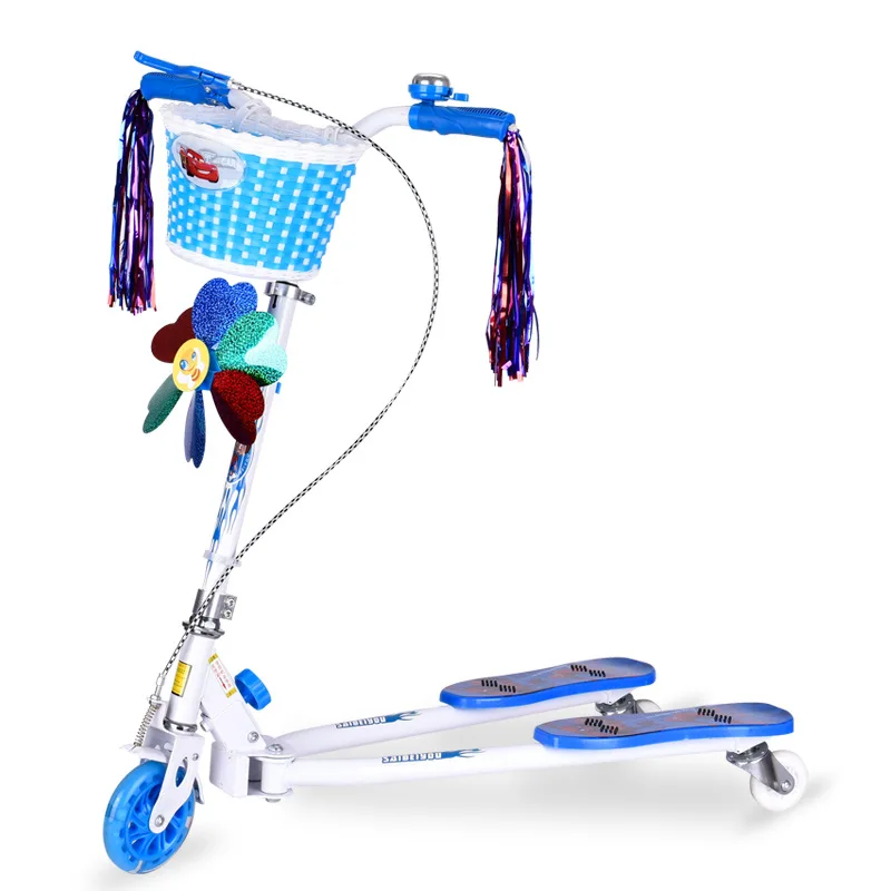 

Manufacturers Direct Selling Children Frog Scooter Sway Three Rounds Flash jian dao che Portable Folding Scooter