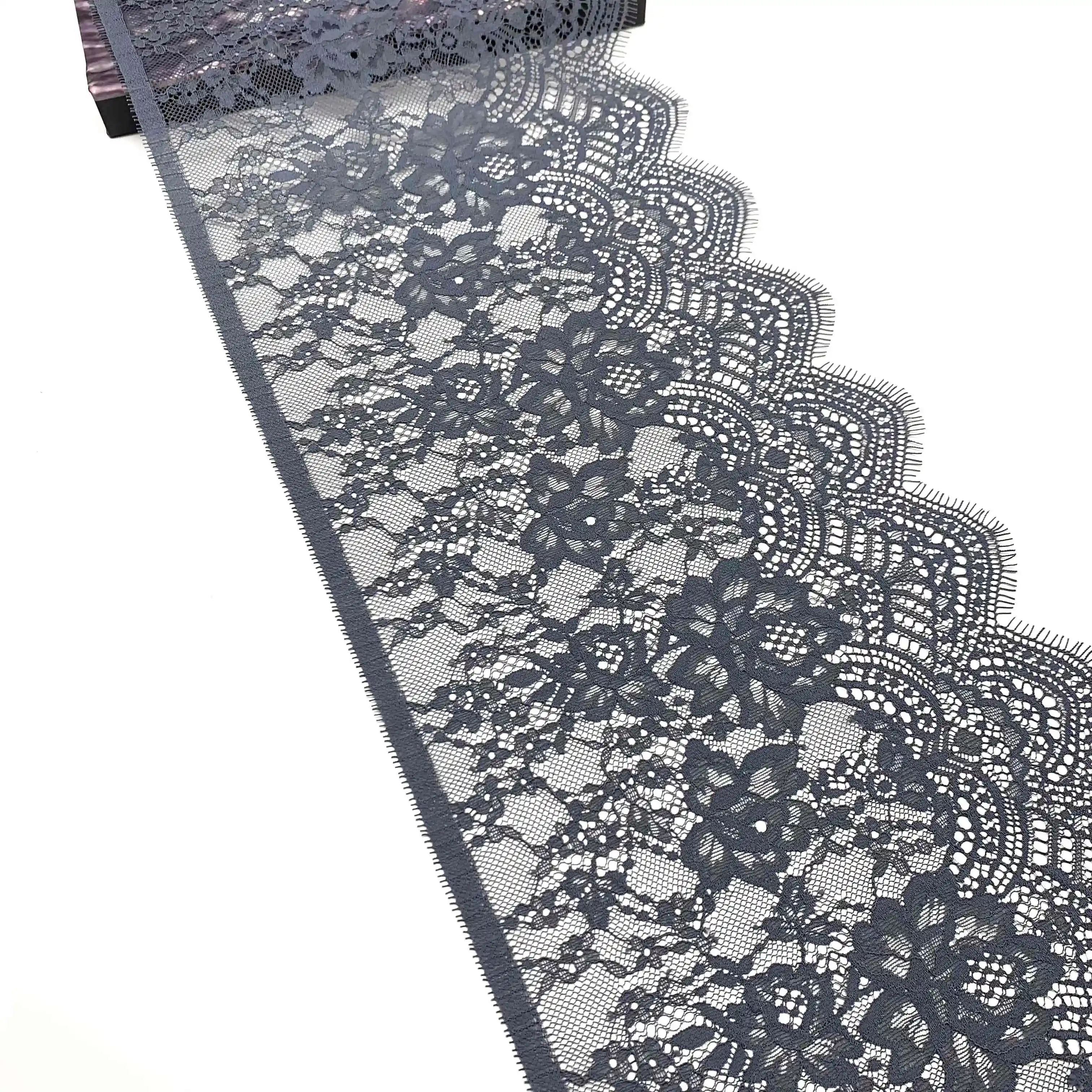 3y/lot Width 23cm Dark Grey Eyelash Lace Trim No-elastic For Clothing Accessory Dress Sewing Applique Costume Lace Fabric Skirt 1
