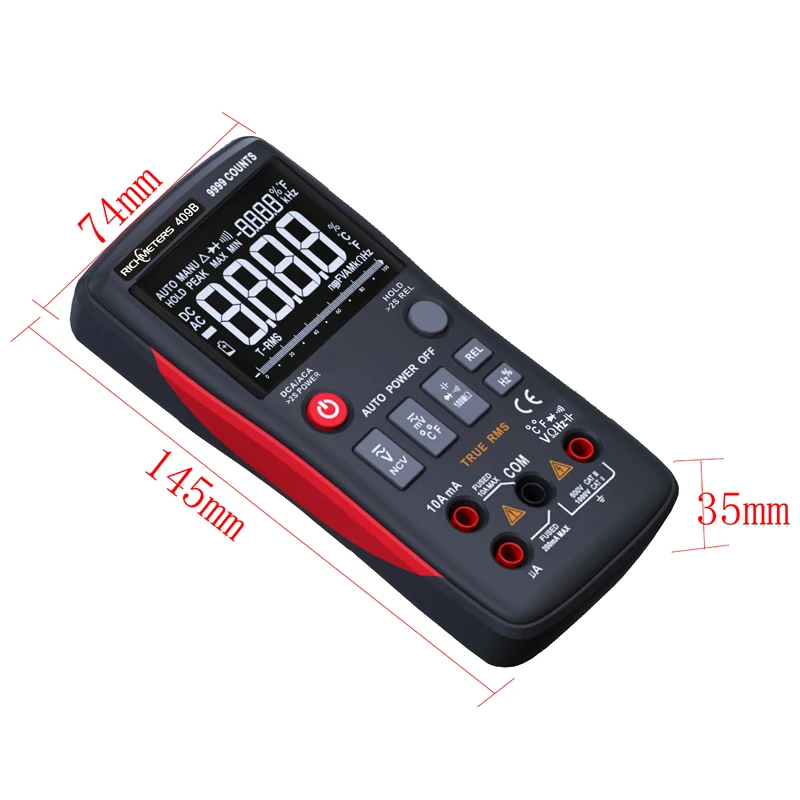 RM409B Digital Multimeter Button 9999 Counts Analog Bar Graph AC/DC Voltage Ammeter Current Ohm Auto/Manual