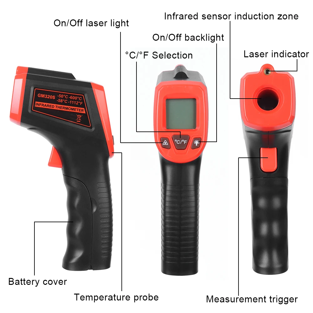 axGear Thermomètre Infrarouge Laser Temp IR Mètre Pistolet de