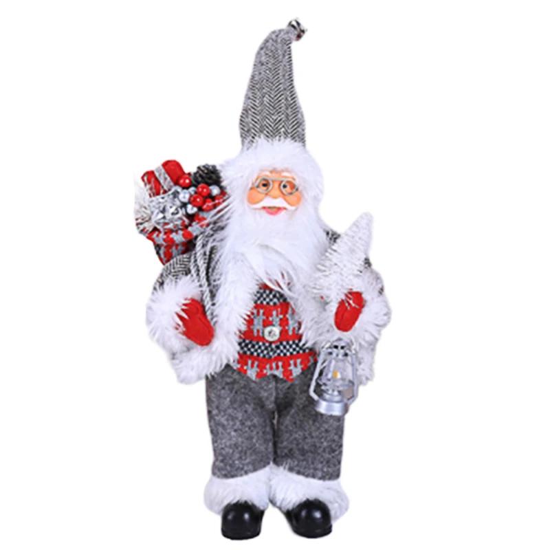 Gray NEW Christmas Decorations New Year Red Cap Christmas Ornament Santa Claus Doll Simulation Of the Elderly Ornaments Toys Gift - Цвет: Gray