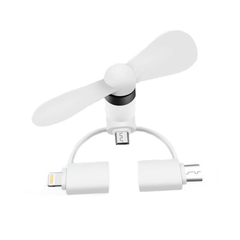 white Мини USB вентилятор 3 в 1 USB гаджет портативный для Android OTG Micro type-c для iPhone 5 6S 7 Plus 8 X XS электронные умные гаджеты - Цвет: white