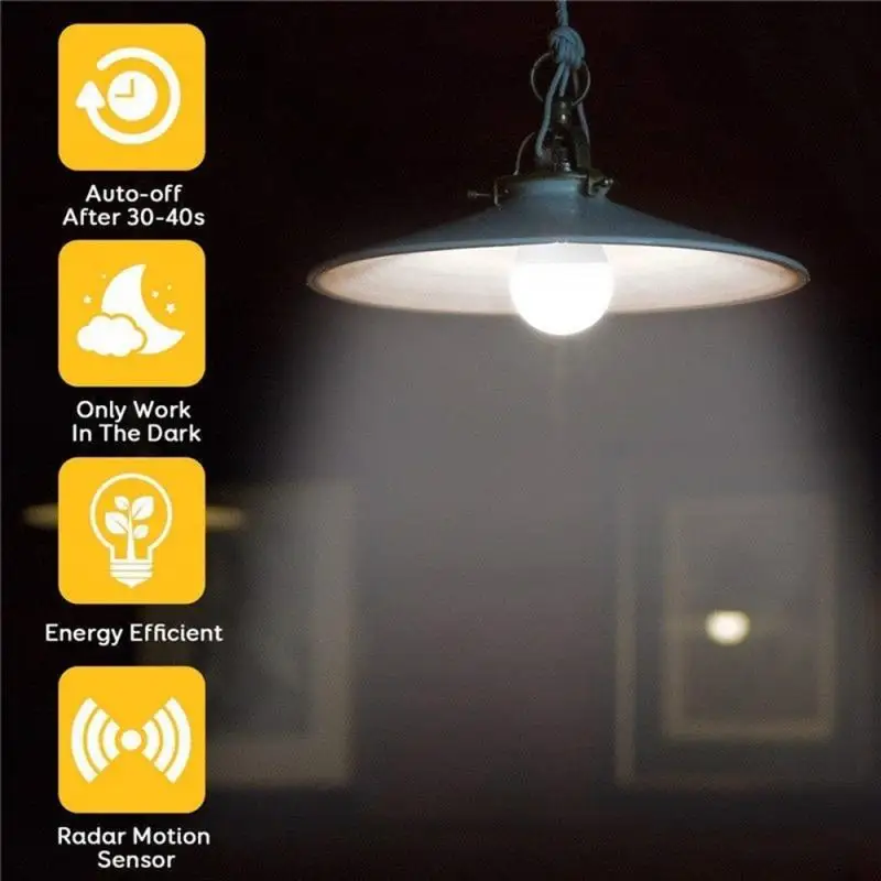 

Round Shape Radar Motion Activated LED Light Bulb Energy Saving Smart Bulb W27 Ultra Wide-angle Lighting Lamp