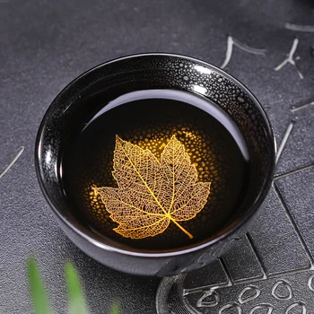 

130ml Large Teacup Maple Leaves Delicate Tea Cups Travel Tea Set Thanksgiving Tea Coffee Sets Tcup Kung Fu Tea Set Porcelain