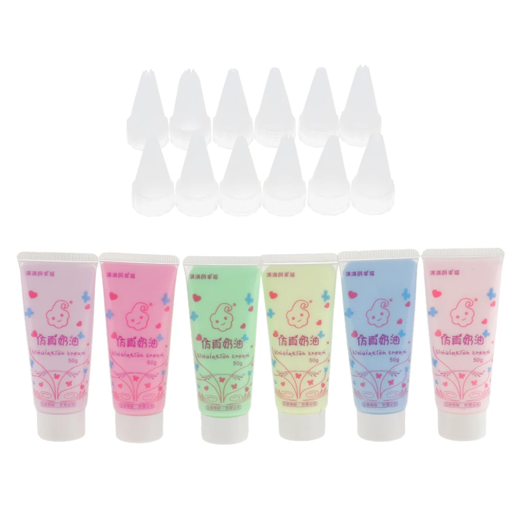 6 Pieces Fake Whipped Cream Clay Kawaii Cell Phone Case Deco DIY 50g