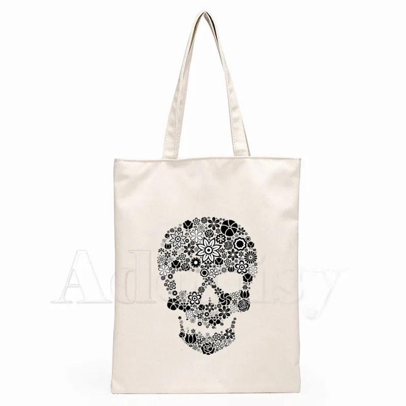 

Flower Sugar Skull Handbags Hot Selling Fashion Handbag Canvas Bag Tote Ladies Casual Shoulder Bag Reusable Shopping Bag