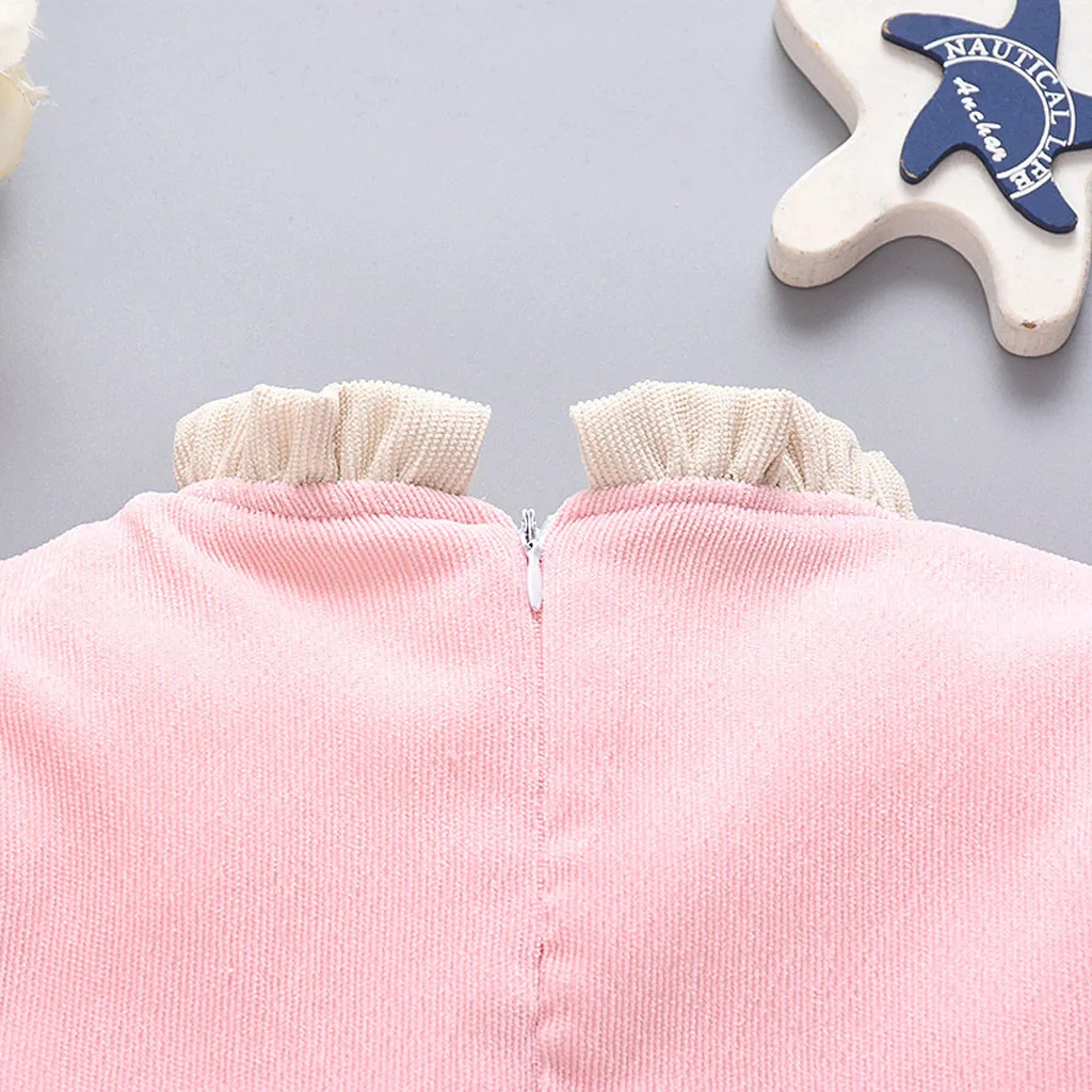 Toddler Kids baby dresses girl newborn Long Sleeve Thick Solid Warm Bowknot Party Princess Dress baby jurkjes winter#y3