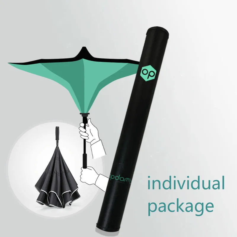 Double Layer Inverted Inverted Umbrella Is Light And Sturdy Creative Universal Artistic Floral Background Hand Reverse Umbrella And Windproof Umbrell