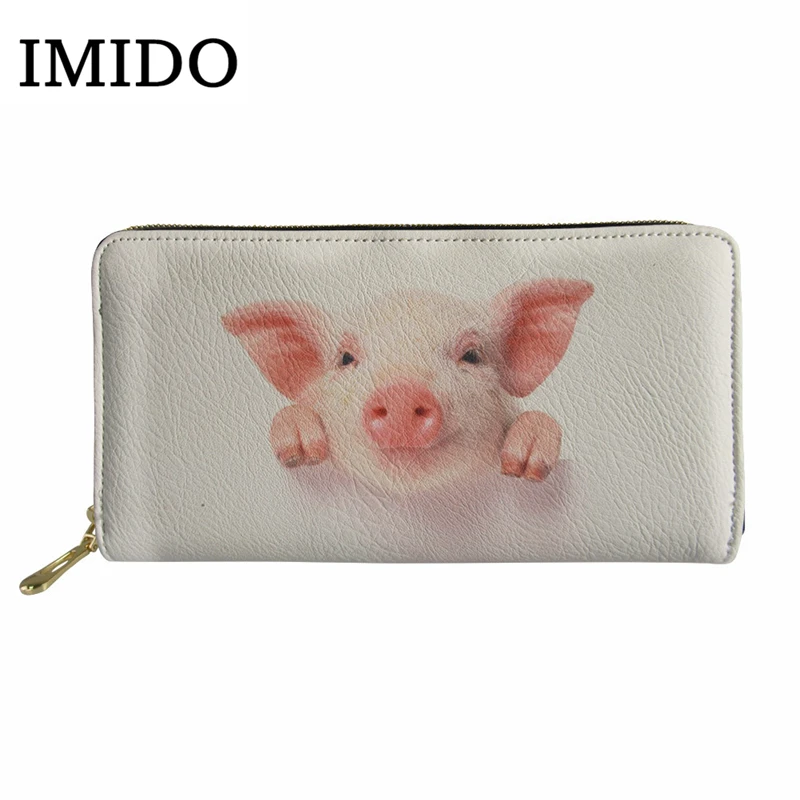 IMIDO Kawaii кошелек с рисунком поросенка из мультфильма, сумка для монет для девочек, кошелек для кредитных карт, женский кошелек, Forever Young, бумажник модный кошелек - Цвет: WLL1366Z21