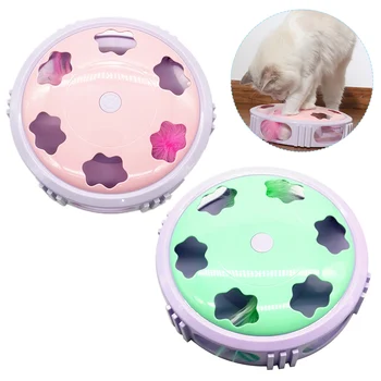 

Electric Cat Toy With Feather Turntable Moving Mouse Cat Scratching Device For Cat Sharpen Claw Training Playing Pet Product