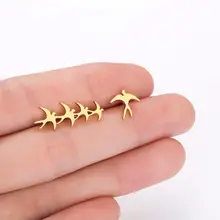 CHENGXUN стая несовместимый серьги-гвоздики для Для женщин с рисунком птицы для девочек, серьги-клаймберы подарок Асимметричный драгоценных камней