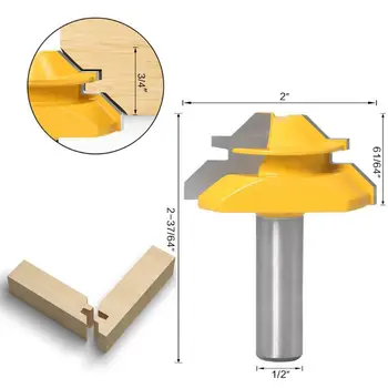 

3pcs/set 45C Lock Miter Router Bit Shank Woodworking Tenon Milling Cutter Tool Drilling Milling For Wood Carbide Alloy