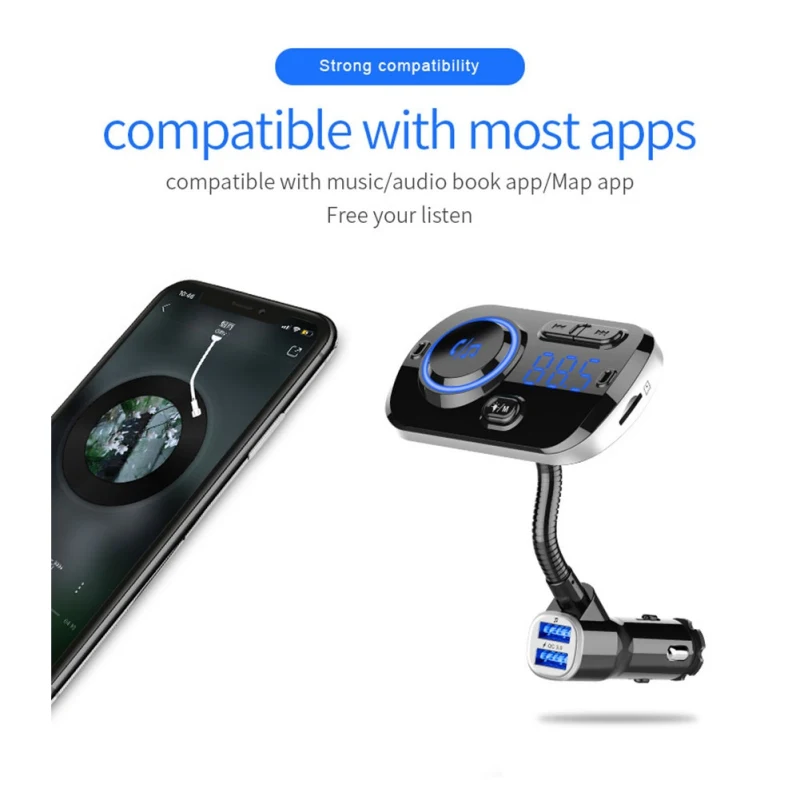 BC51 цветной дисплей Bluetooth Автомобильный fm-передатчик беспроводной радиоадаптер с