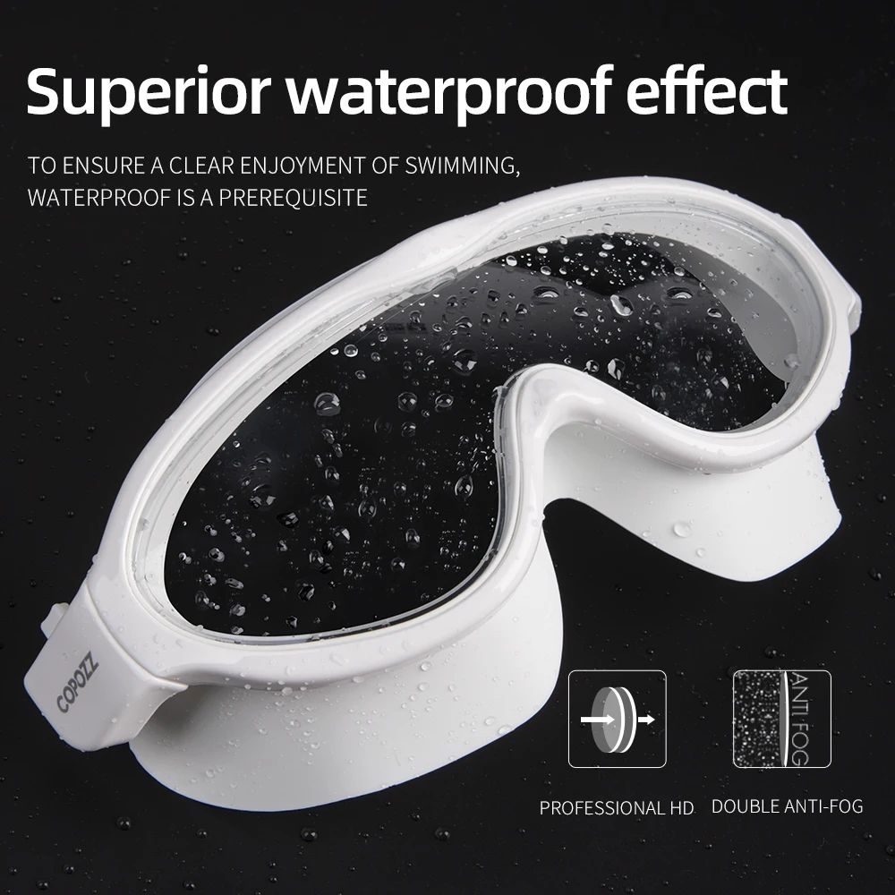 COPOZZ Professional Waterproof Soft Silicone Glasses Swim Eyewear Anti-Fog UV Adult One-piece Swimming Goggles for Men Women