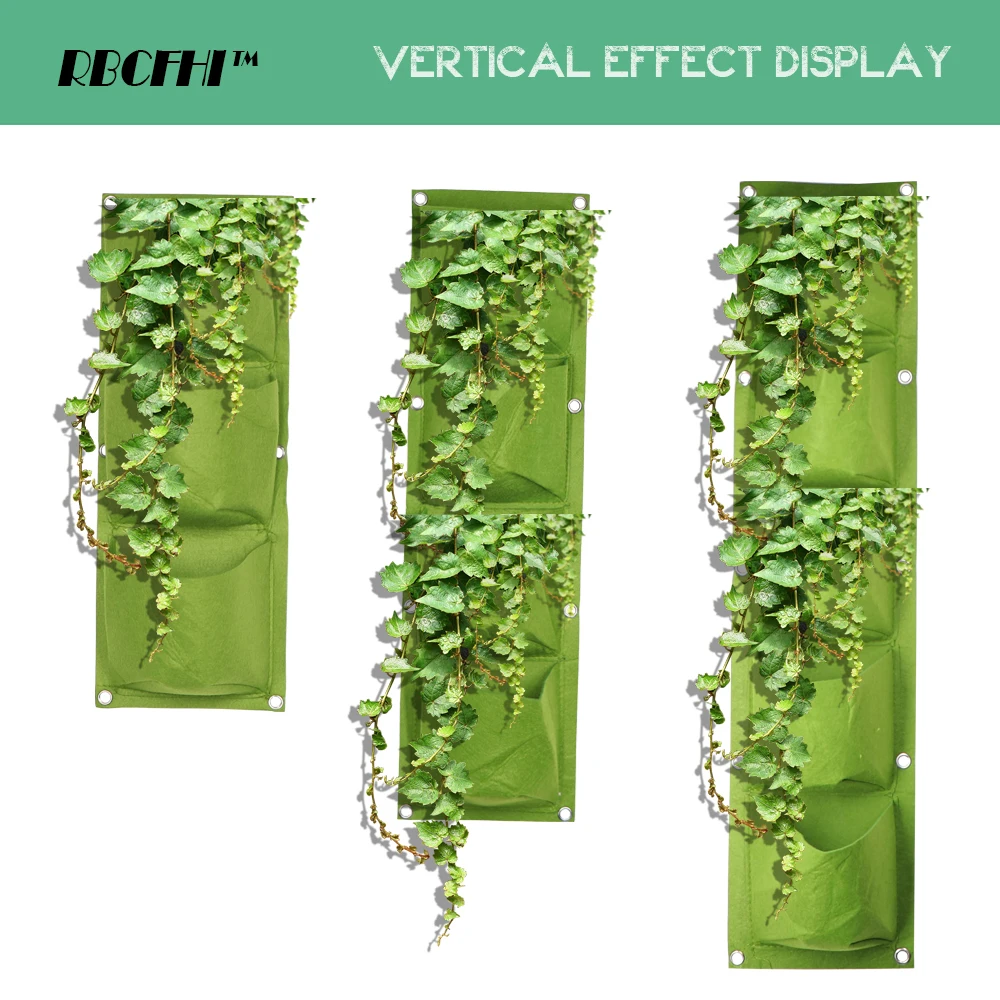 1-6 Pockets Green Grow Bags Vertical Cross Wall Hanging Planting Bags Planter Garden Vegetables Living Garden Bag Home Supplies