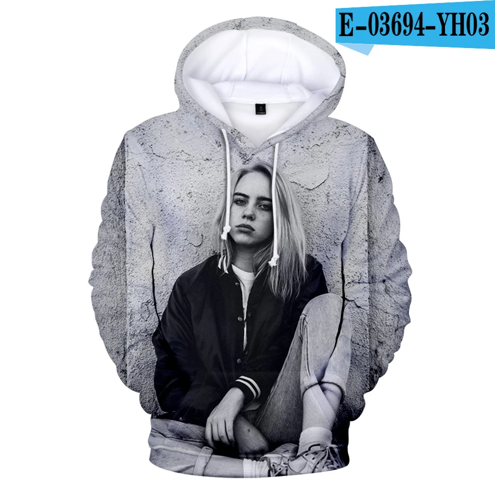 3D Новые модные толстовки с капюшоном Billie Eilish 3D, популярные мужские и женские пуловеры для мальчиков и девочек, повседневные толстовки Harajuku на осень и зиму - Color: 3D