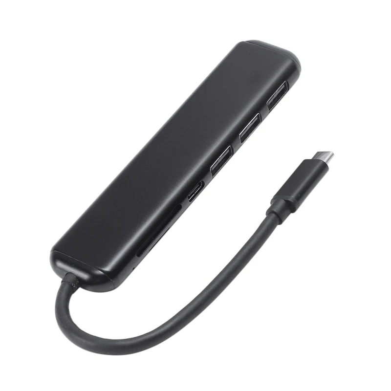 Портативный 7 в 1 тип-c Usb 3,0 алюминиевый сплав концентратор адаптер с Pd быстрое зарядное устройство Sd/Tf кард-ридер для ноутбука Macbook(черный