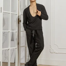 ZYM Танцевальный Стиль, начальная позиция, Топ#19601, Мужская одежда для латинских танцев, тренировочная одежда, длинный рукав, v-образный вырез, Стандартный Топ для бальных танцев