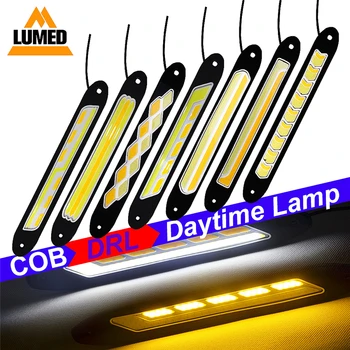 

Car LED DRL Fog Lamp Waterproof Waterproof Daytime Running Light Flexible COB Driving LED Strip Lights White+Yellow Two-tone