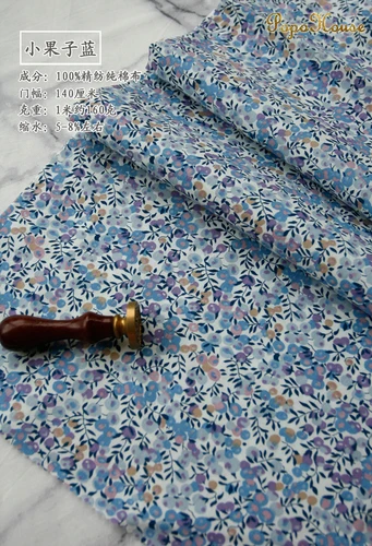 Small fruit blue 145x50 см пасторальная Цветочная саржевая хлопковая ткань DIY Детская одежда ткань для изготовления постельных принадлежностей одеяло украшение дома 160-180 г/м - Цвет: Small fruit blue