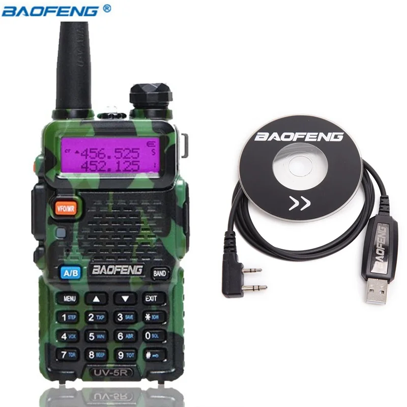 Baofeng UV-5R Двухдиапазонная VHF/UHF136-174Mhz& 400-520Mhz рация двухстороннее радио Baofeng портативное UV5R Ham портативное CB радио - Цвет: camo cable