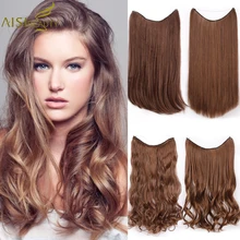 AISI BEAUTY прямые шиньоны в виде рыбьей линии, без зажимов, цельные накладные волосы, синтетические высокотемпературные волосы для женщин