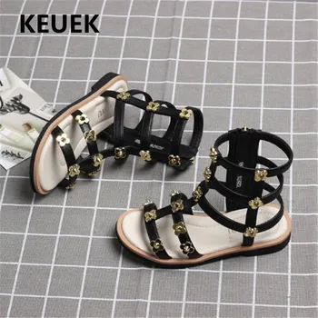 

New Girls Sandals Children Summer Flower Rivets Princess Roman shoes Kids Baby Toddler Flat High Top 018