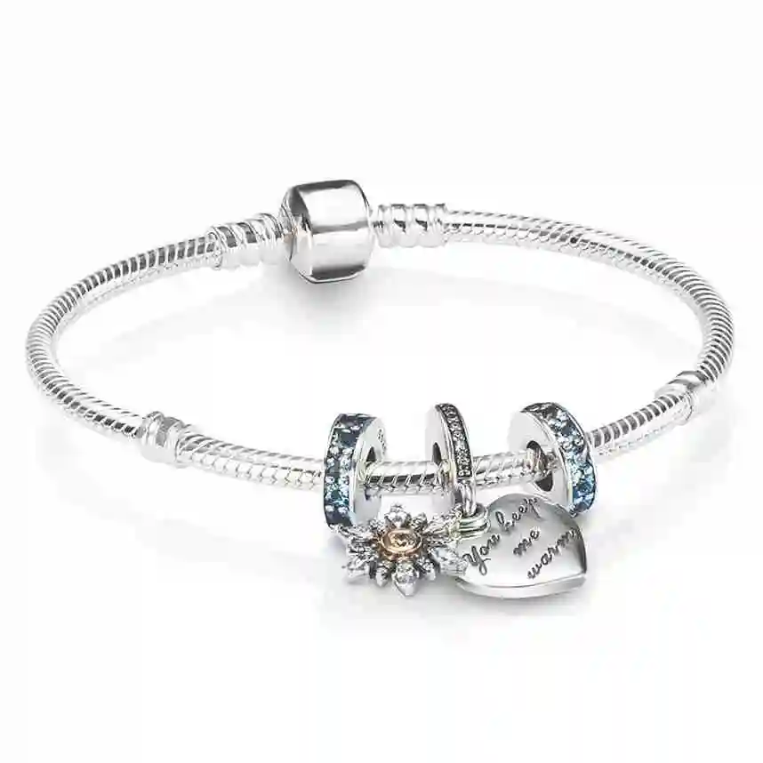 

Keris Store 100% 925 Brand New 1:1 Charm Fashion Lock Love Pendant Beaded Bracelet Set Free Shipping