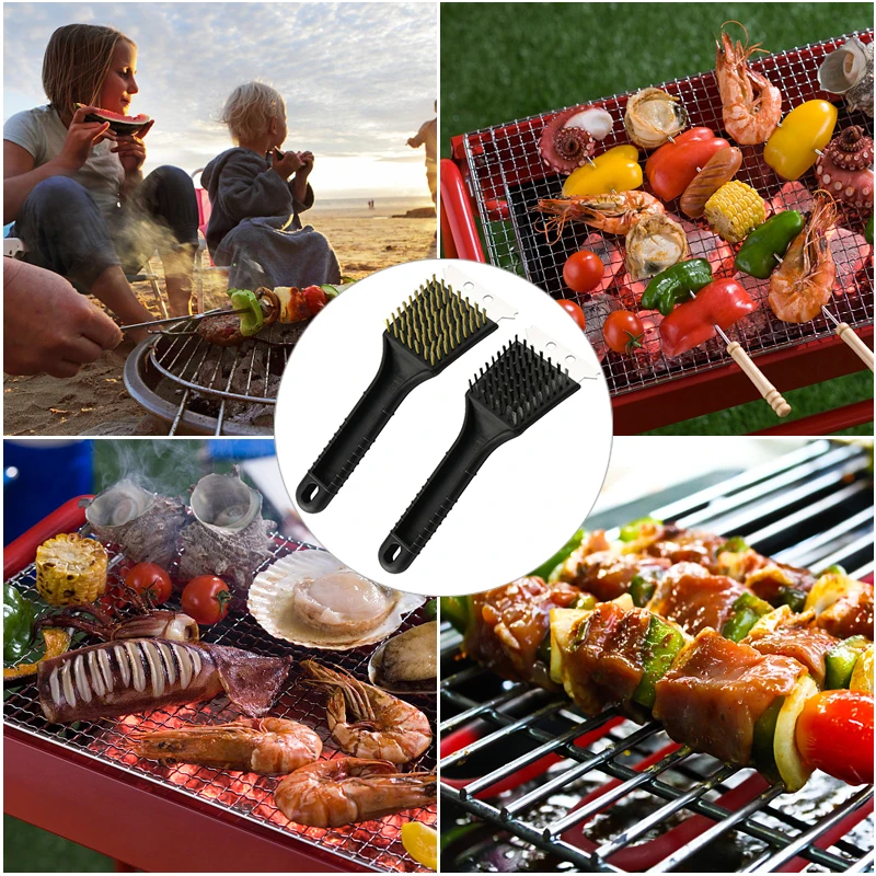 

2 In 1 BBQ Barbecue Grill Cleaner Brush Outdoor Cooking BBQ Barbecue Oven Grill Wire Cleaner Cleaning Steel Brush Tools