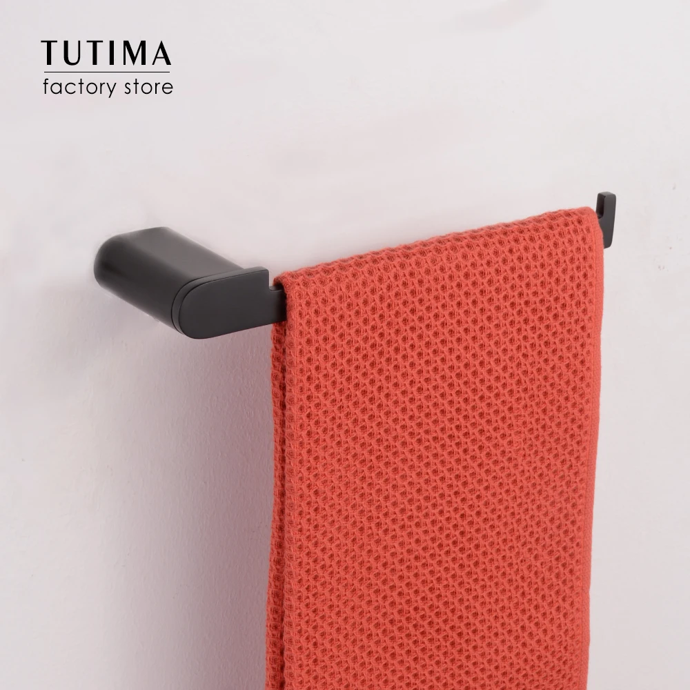 Tutima Matte Black 3-Piece Set Bathroom Accessories 304 Stainless Steel Wall Mount Toilet Paper Holder Towel Bar Ring Robe Hook