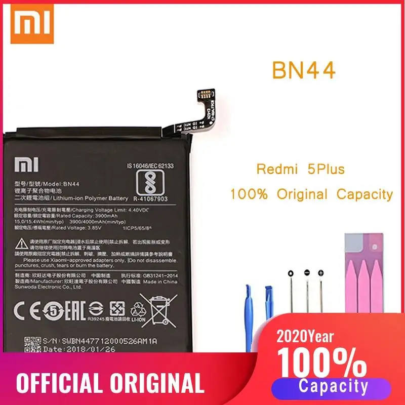 Оригинальный аккумулятор для телефона Redmi 5 Plus Xiaomi hongmi BN44 сменные батареи Xiomi