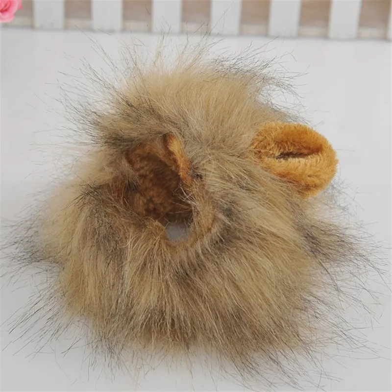 Light Brown Животное кошка собака эмуляция льва волосы грива уши шапка осень зима Лев грива животное кошка шляпа льва грива парик милый домашний костюм косплей - Цвет: Light Brown