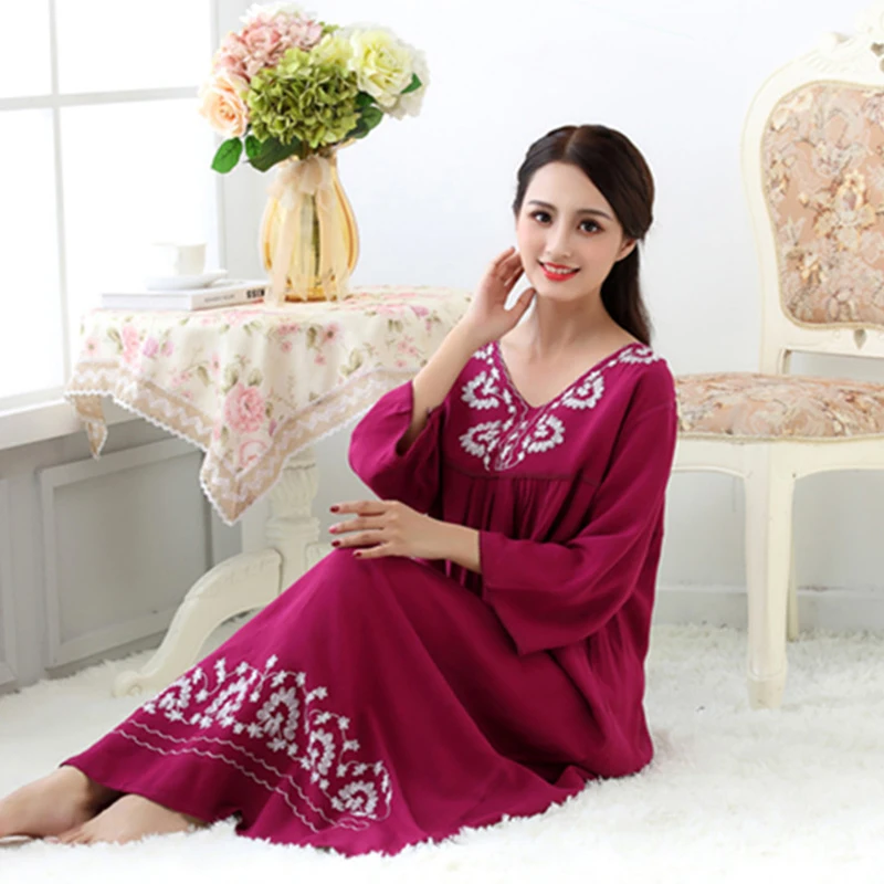 Весенние свободные штаны Домашняя одежда Sleepdress рукав три четверти Рубашки для