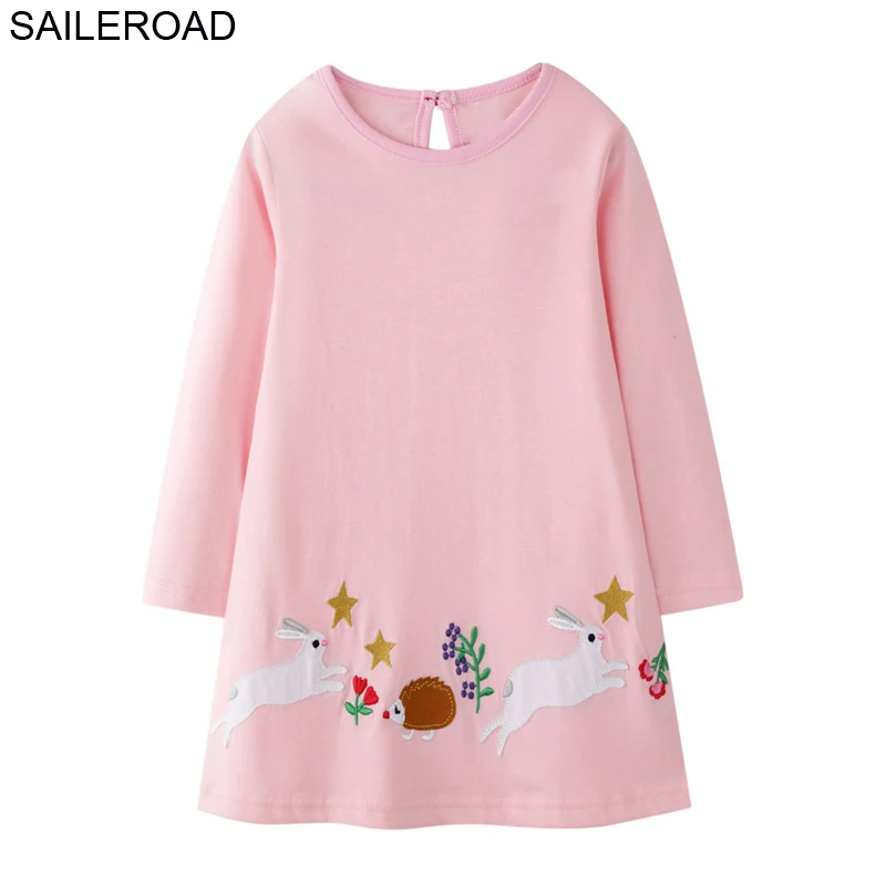 SAILEROAD 2-7Year Животных Аппликации Малыша Новорожденных Девочек Карманные Платья Vestidos Осень Единорог Детские Платья для Девочек Платье - Цвет: 7218 same picture