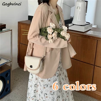

Blazers Women Spring Double-breasted Chic Korean Style Solid Color Sweet Ins Womens Outwear Thin Elegant Fashion Ulzzang Trendy