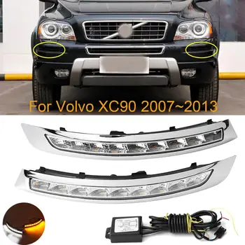

2 Pieces Car Daytime Running Lights LED DRL with Turn Signal Running Yellow For Volvo XC90 2007 2008 2009 2010 2011 2012 2013