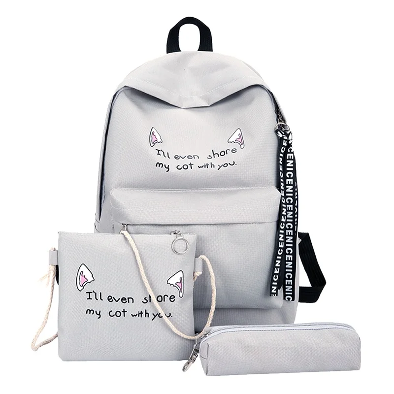 grey 4 шт./компл. композитные сумки Для женщин Письмо Mochila рюкзак туристические рюкзаки для отдыха школьные рюкзаки для девочек-подростков, школьный рюкзак - Цвет: grey