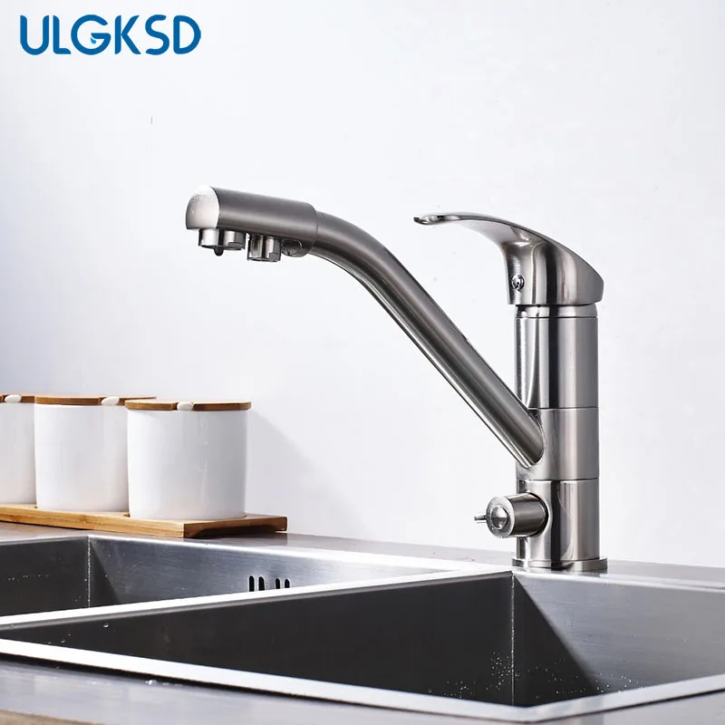 Brushed Nickel Смеситель для кухни, очистка очищенной воды, кран для смесителя, кран для раковины, кран для раковины - Цвет: Brushed Nickel