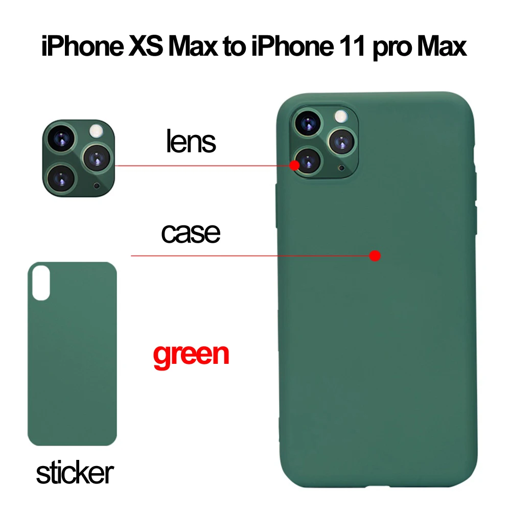 green XS Max Поддельные объектив камеры протектор задняя пленка стикер чехол для телефона для iPhone X XR Xs Макс секунды изменить iPhone 11 Pro Max - Цвет: green XS Max