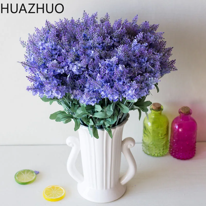 Искусственный Шелковый цветок лаванды свадебное украшение для дома сада стола 10