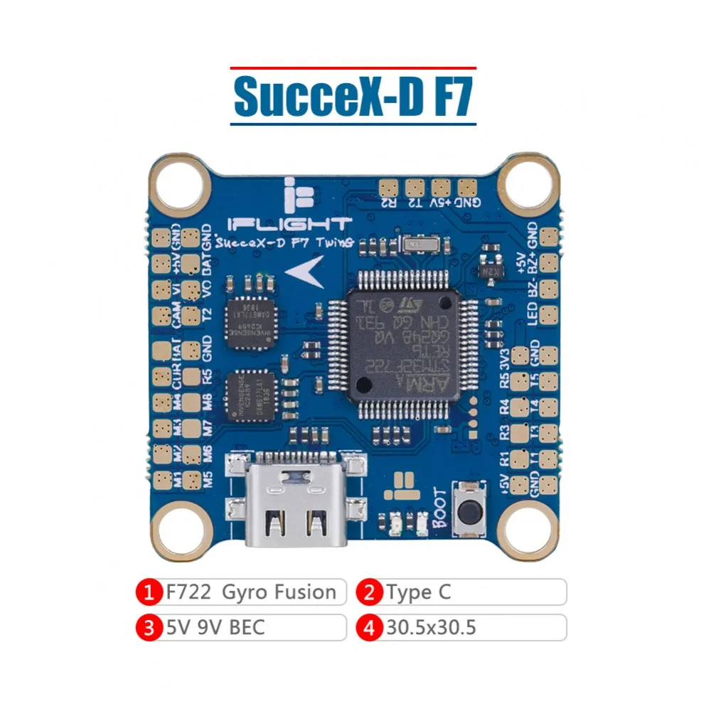 Контроллер полета IFlight sucex D F7 V2.1 TwinG (версия HD) 2x ICM20689 BEC 5V 2.5A / 9V аксессуары для