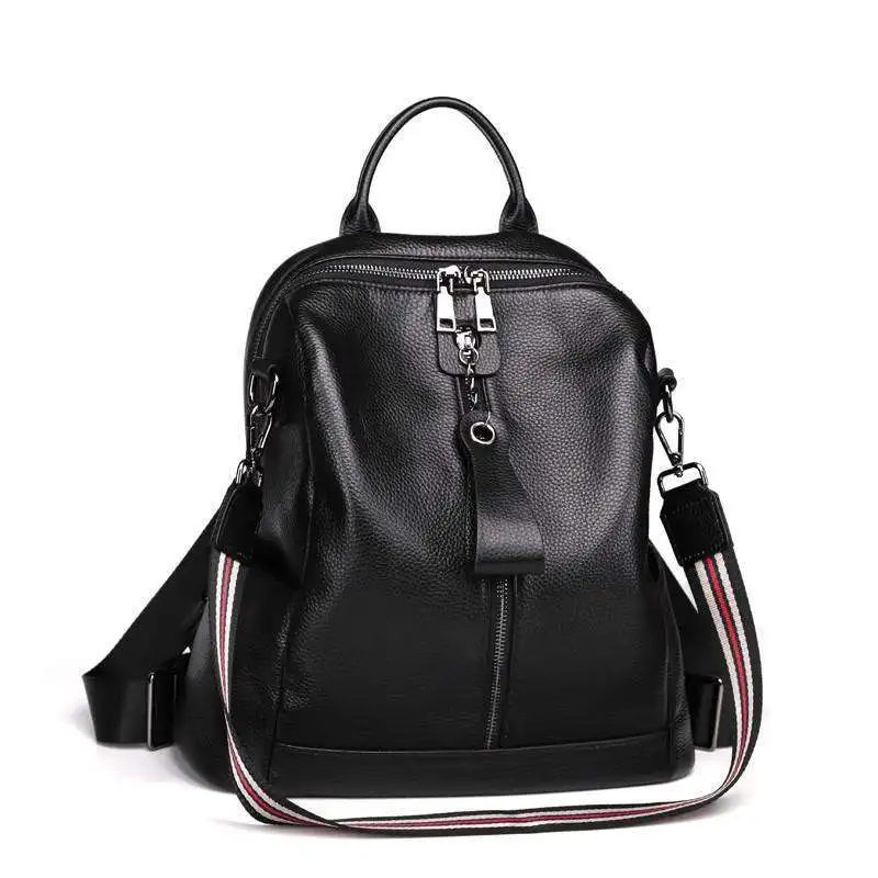 

Women's backpack Korean version of real leather mini cute girl classic zipper old-fashioned shoulder travel big backpack black
