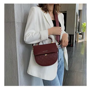 

Women's Fashion Embossing PU Elegant Handbag Mini Lock Decoration Flap Crossbody Bag Shoulder Bag with Wide Strap Office Daily